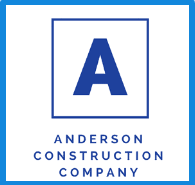 The logo for anderson construction company has a blue letter a in a square.