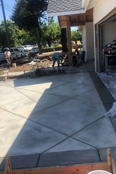 custom concrete driveway being built