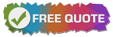 Free Quote button with check mark in front of a colorful background.