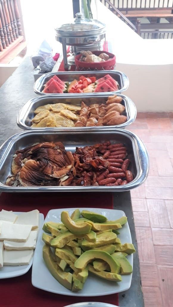 There are many different types of food on the table.