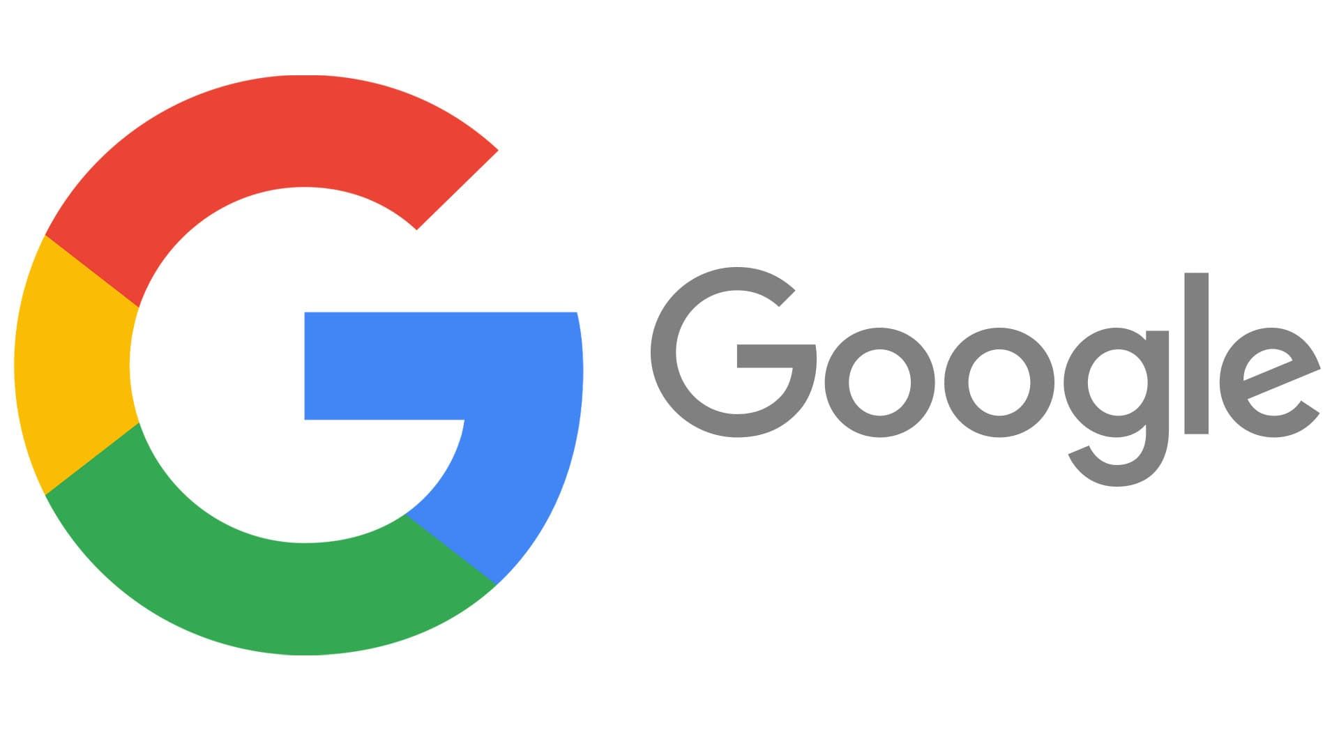 A google logo with a rainbow colored g on a white background.