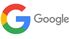 A google logo with a rainbow colored g on a white background.