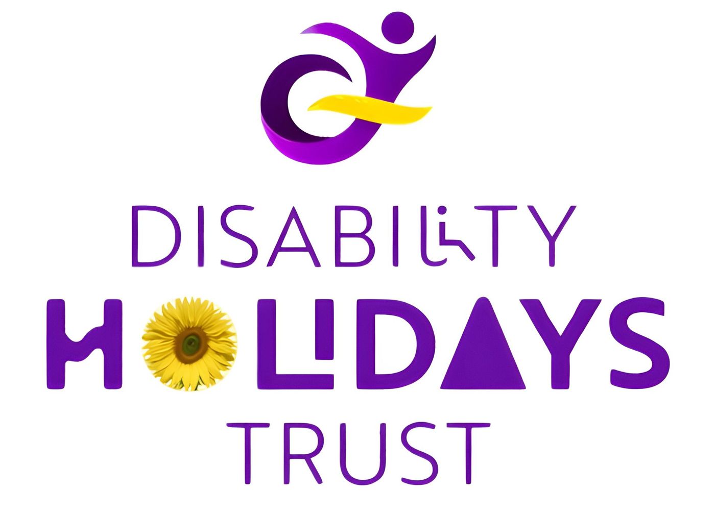 A purple and yellow logo for the disability holiday trust
