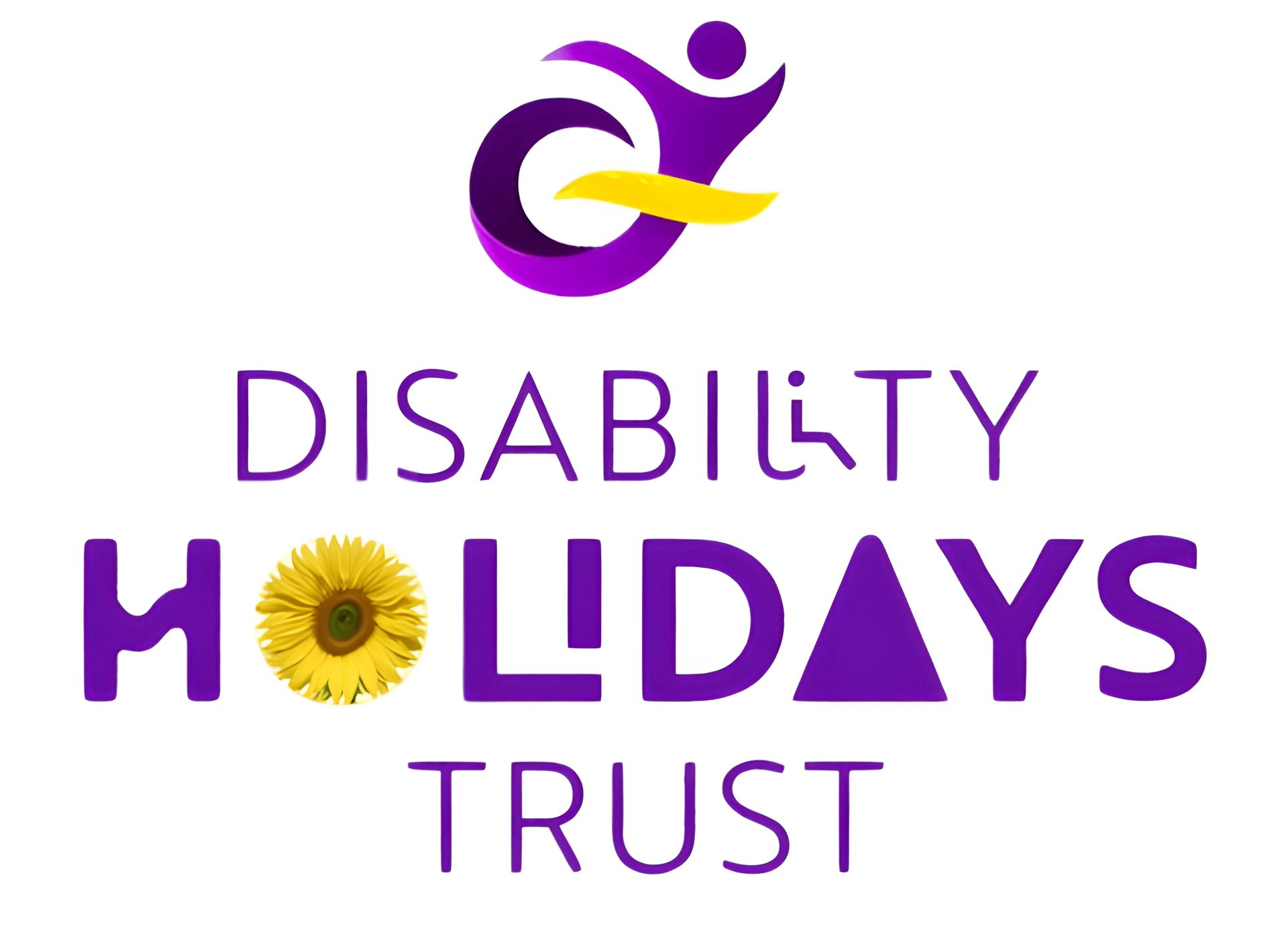 A purple and yellow logo for the disability holiday trust