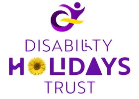 A purple and yellow logo for the disability holiday trust