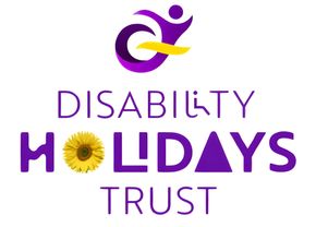A purple and yellow logo for the disability holiday trust