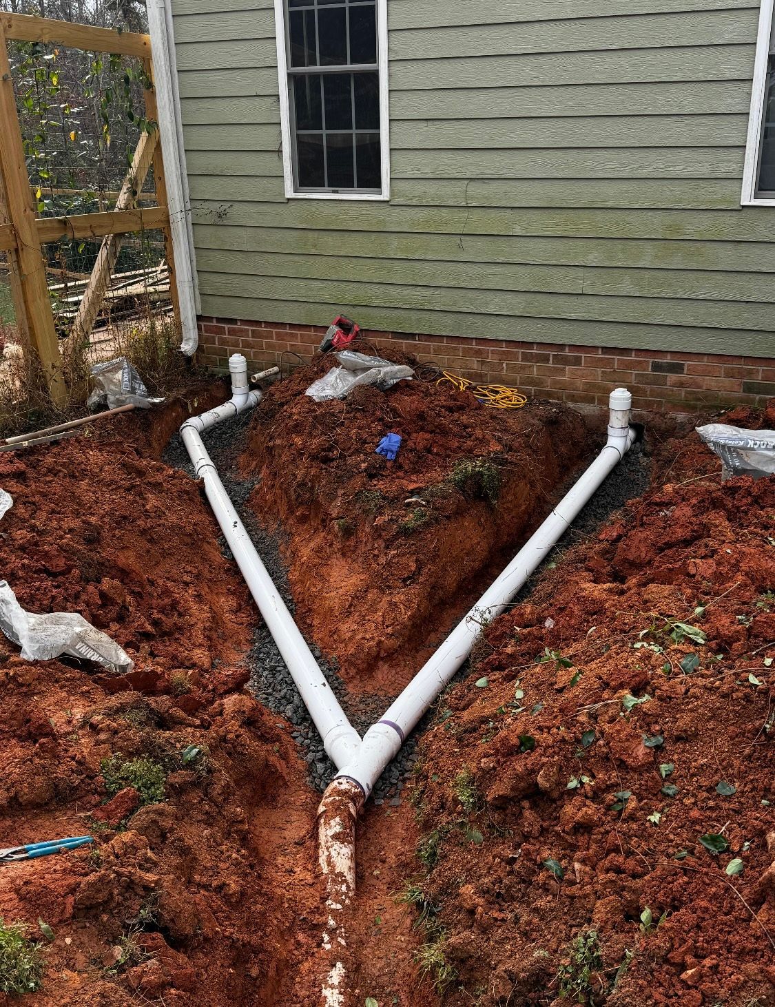 An exterior sewer drain line in Charlottesville, VA by Quality Plumbing