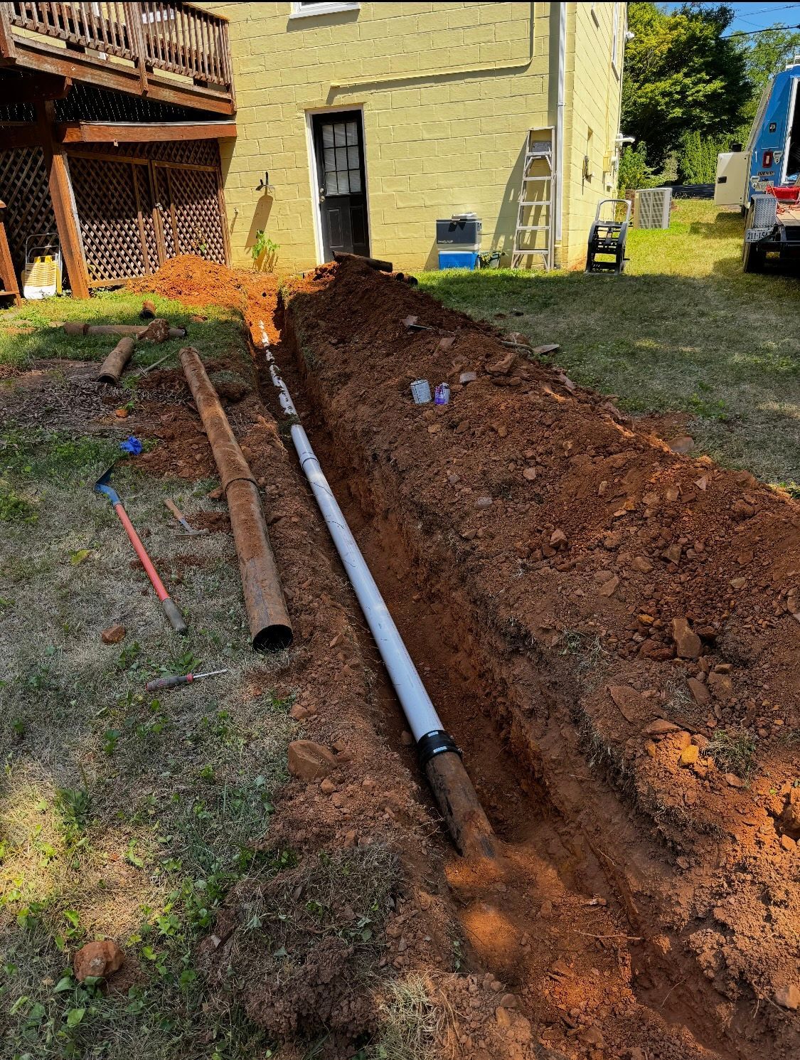 A water line service in Charlottesville, VA by Quality Plumbing