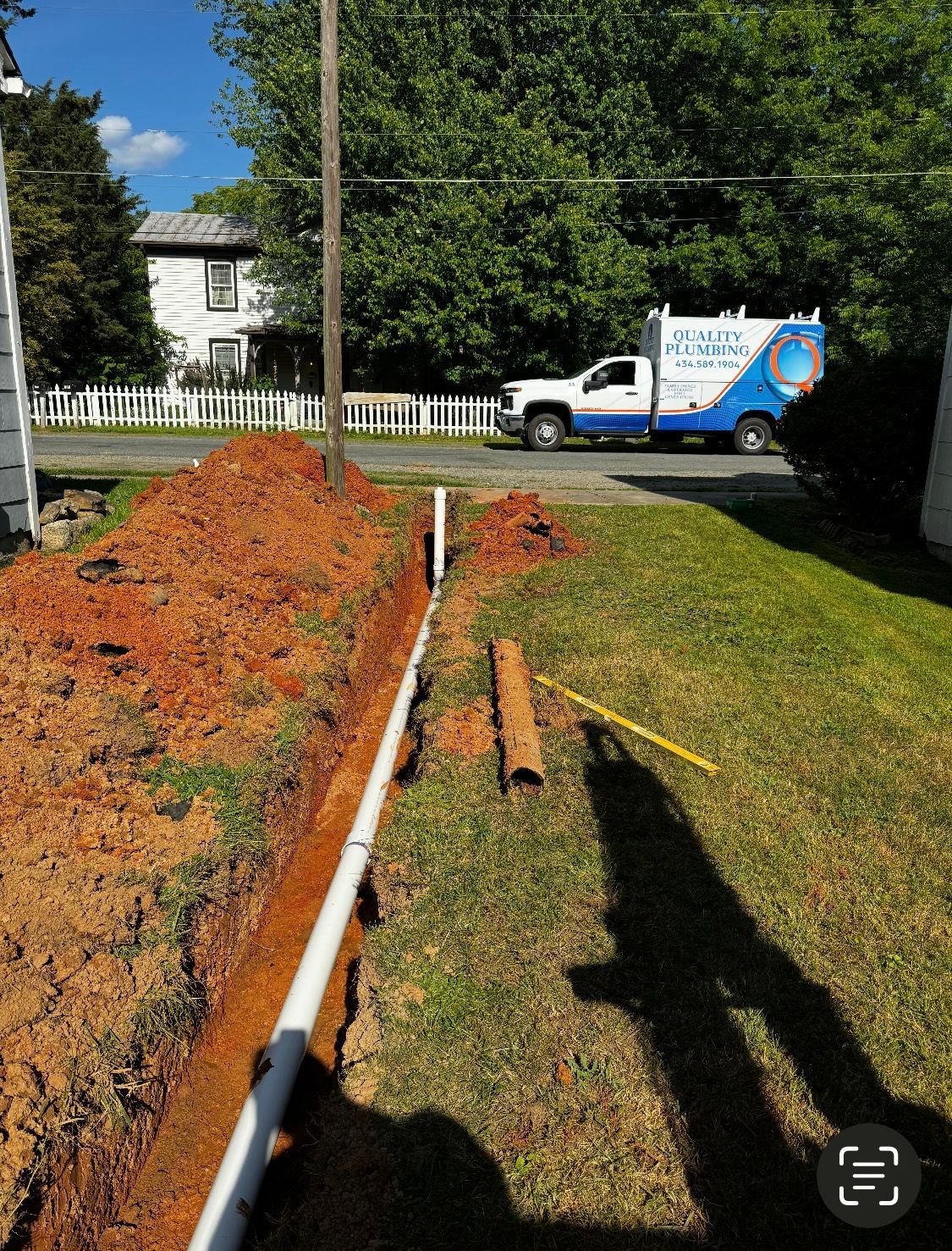An exterior sewer drain line in Charlottesville, VA by Quality Plumbing