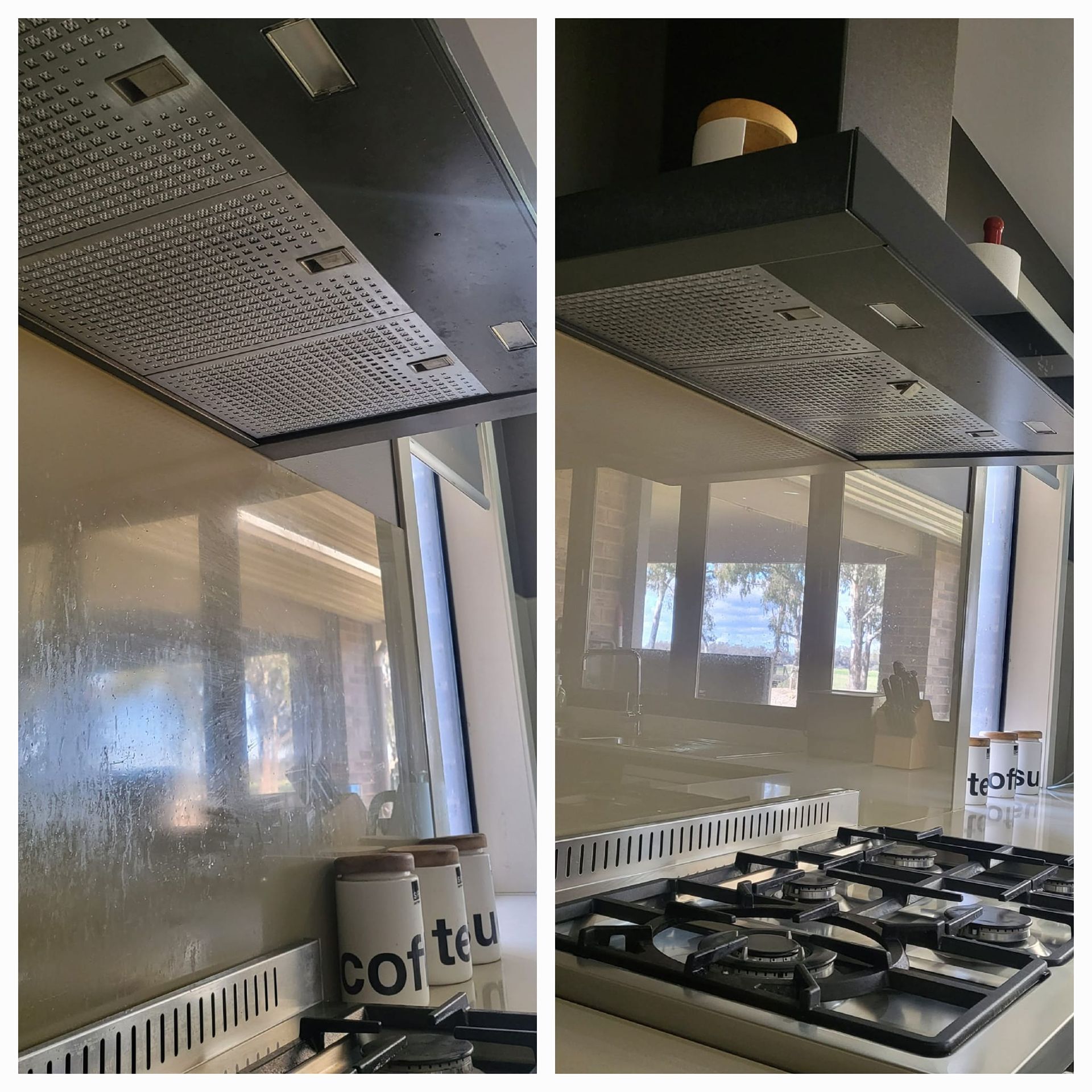 Before And Photo Of A Kitchen Area — Cleaning Services in Tatura, VIC
