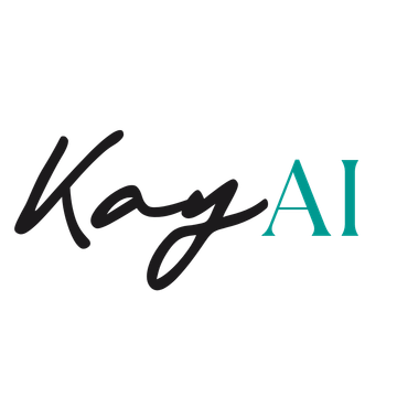 Kay AI logo, black script 