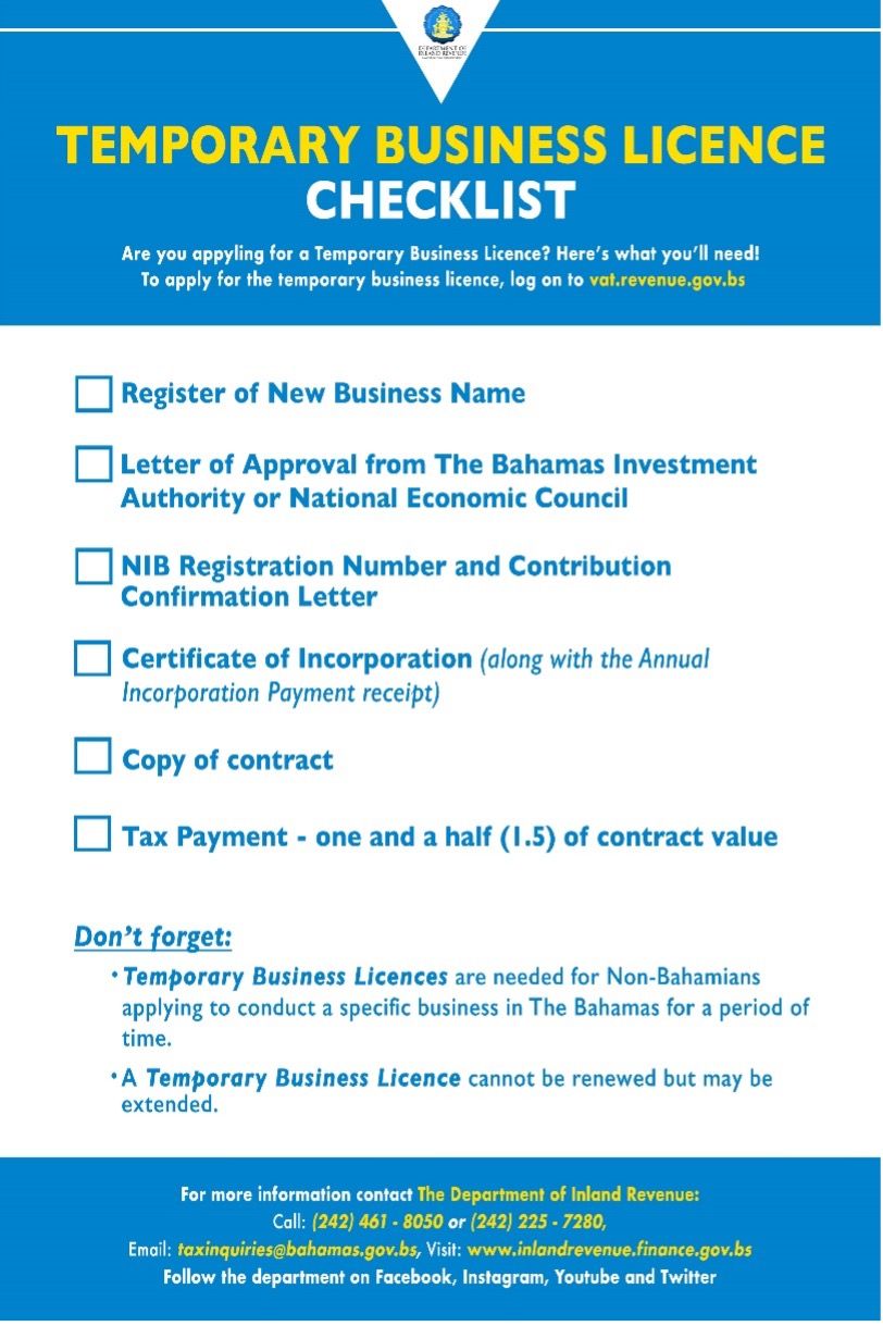 a checklist for a temporary business licence