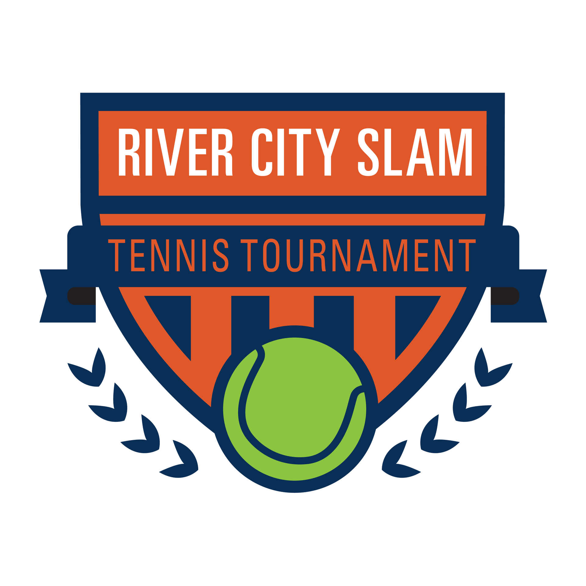 A logo for the river city slam tennis tournament