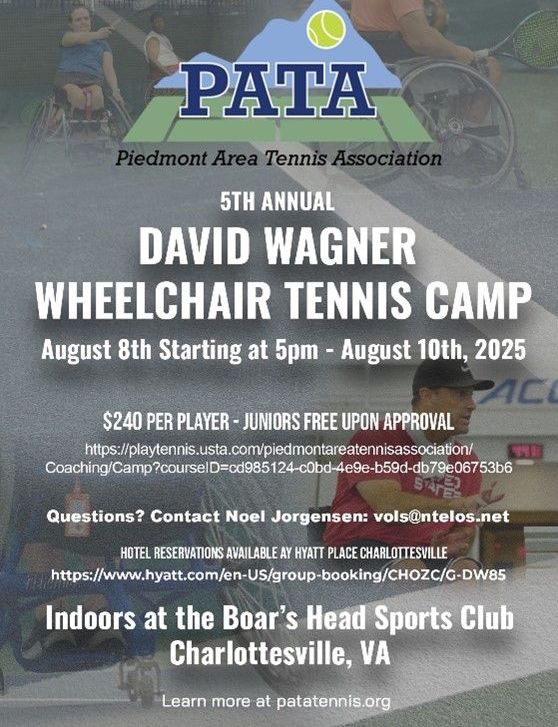 A poster for the 5th annual david wagner wheelchair tennis camp