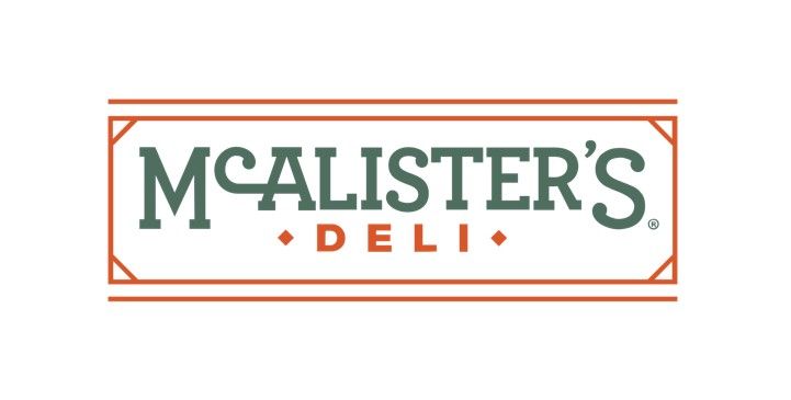 McAlister's Deli logo with green text on a brown ribbon.