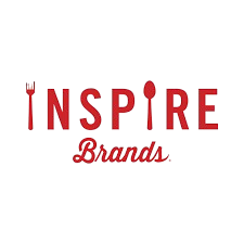 Red "INSPIRE Brands" logo with fork and spoon symbols. "Brands" in cursive.