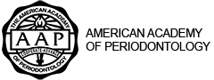 Logo for the American Academy of Periodontology: Seal with AAP letters, text, and flame graphic.