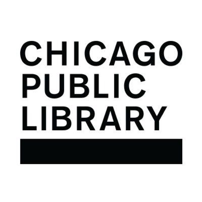 The logo for the chicago public library is black and white.