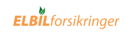 Logo for ELBILforsikringer, med tekst i orange og grønt bladikon.
