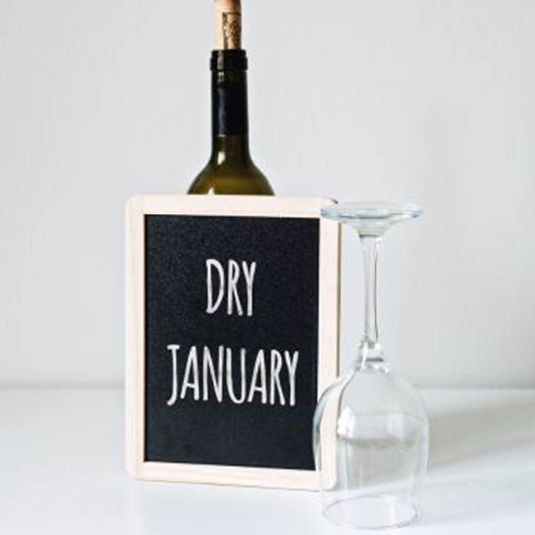 Bottle of wine with message on the front - Dry January