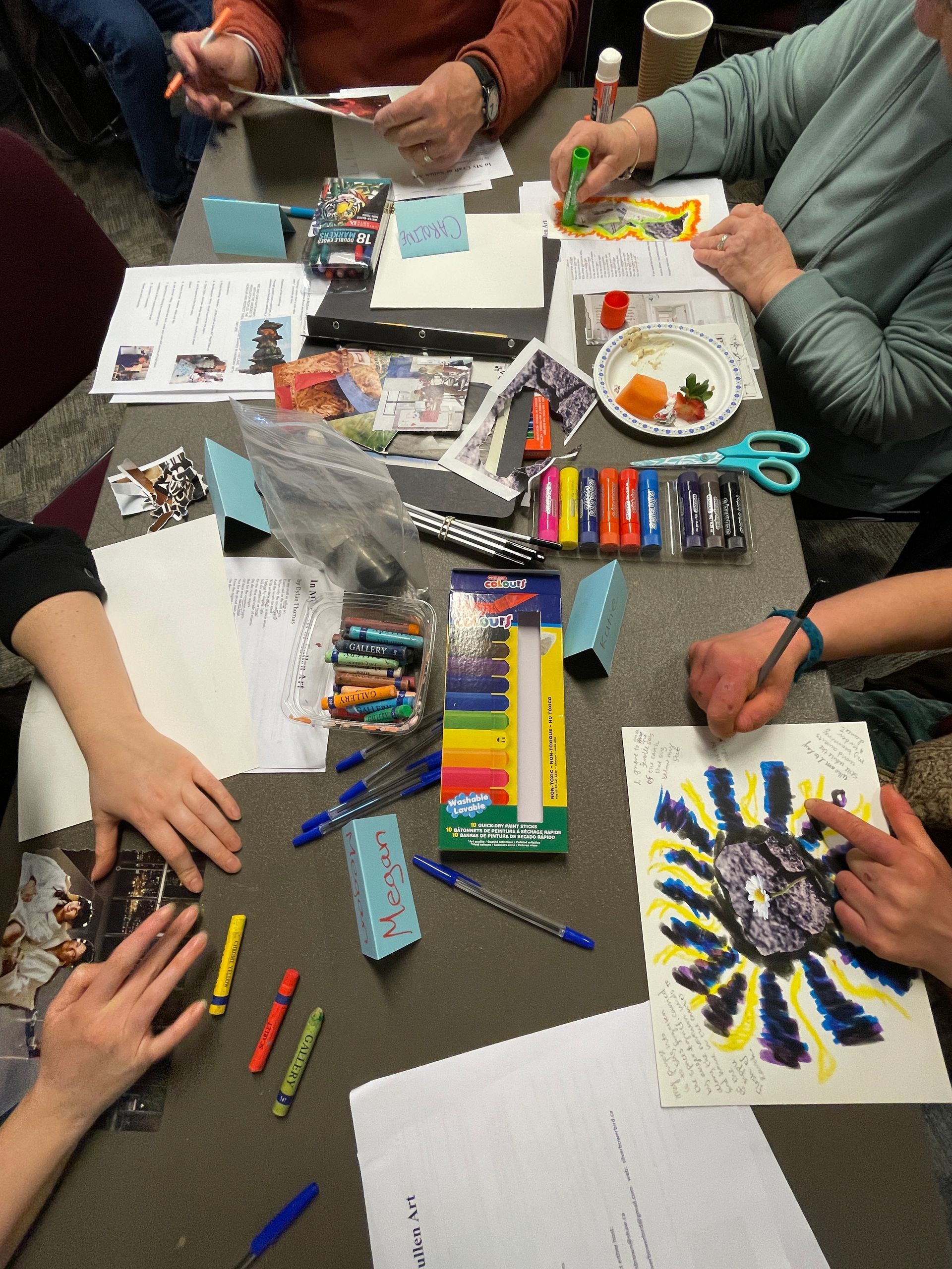 Ted Harrison inspired art in Art Play class