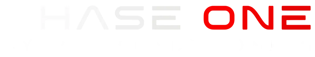 Phase One logo, white text with red "ONE" against white background.