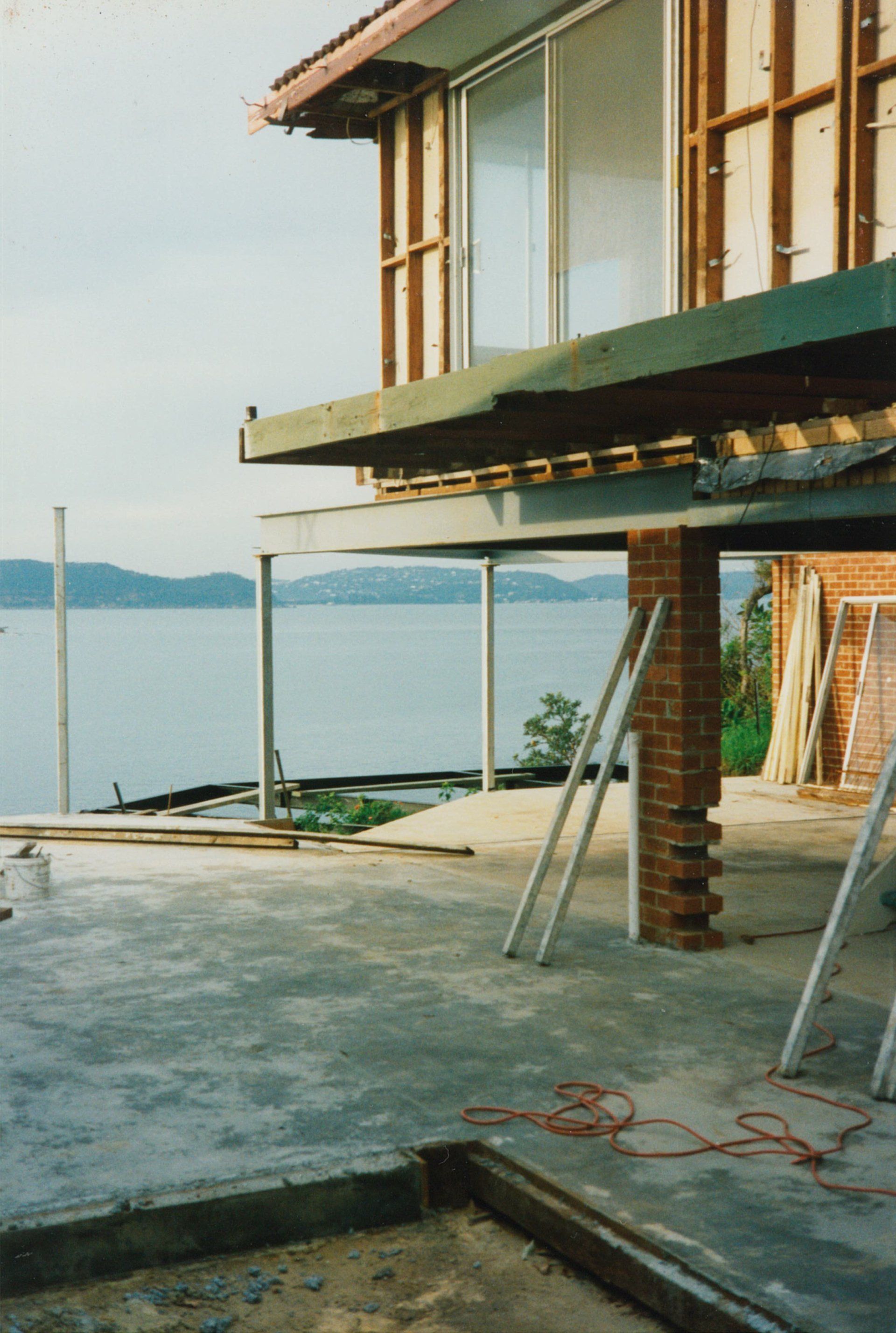 A house under construction with a view of the ocean