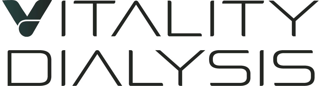 A logo for vitality dialysis is shown on a white background.