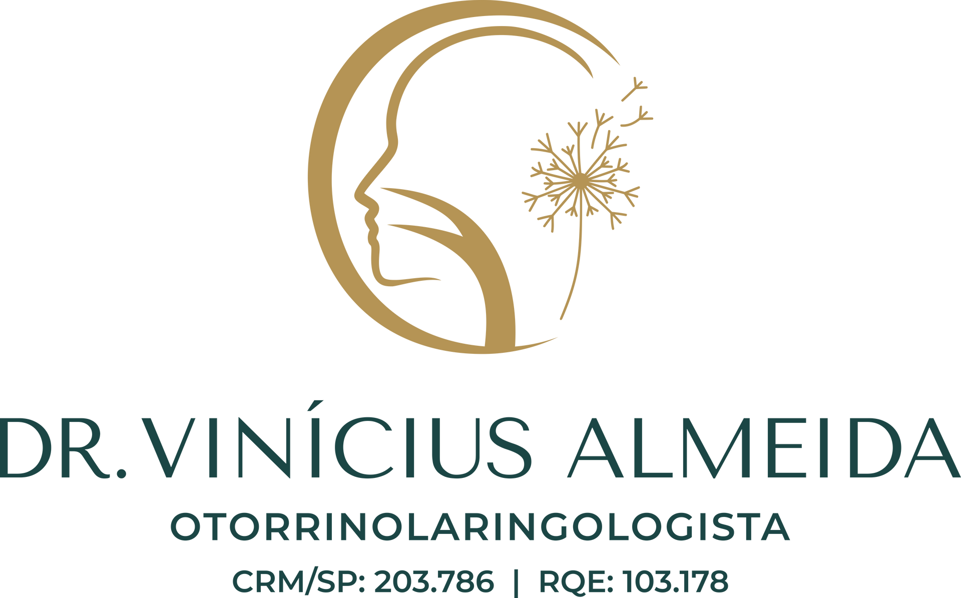 Um logotipo para um otorrinolaringologista com um dente-de-leão ao fundo.