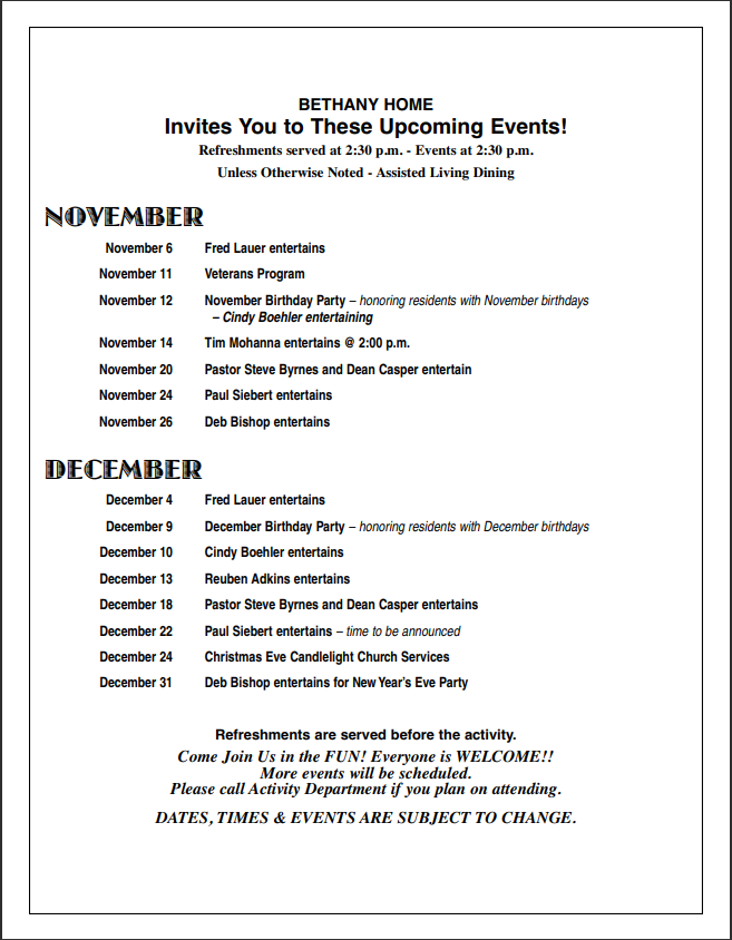 Bethany Home Messenger Page Eight