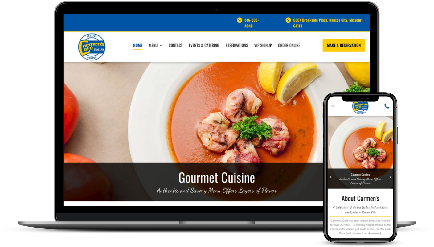 carmens cafe kc italian restaurant website design