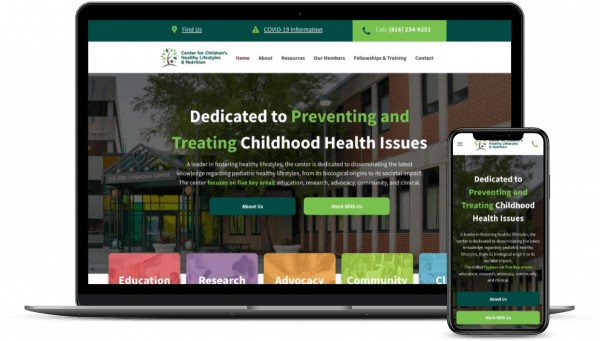 childrens center for healthy lifestyles and nutrition web design