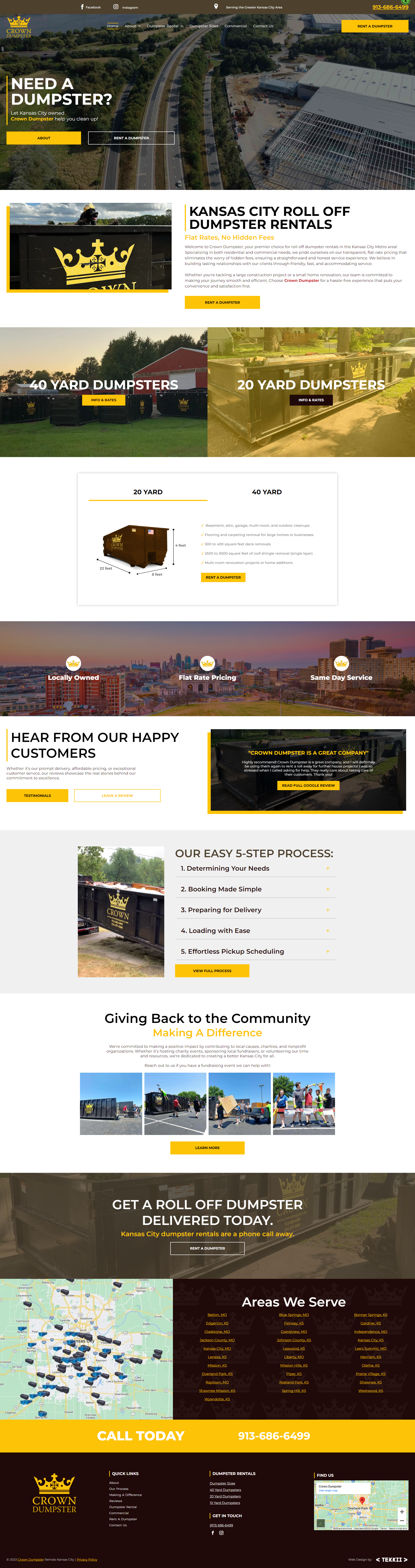 crown dumpster website design