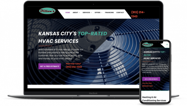 dillons heating and cooling web design