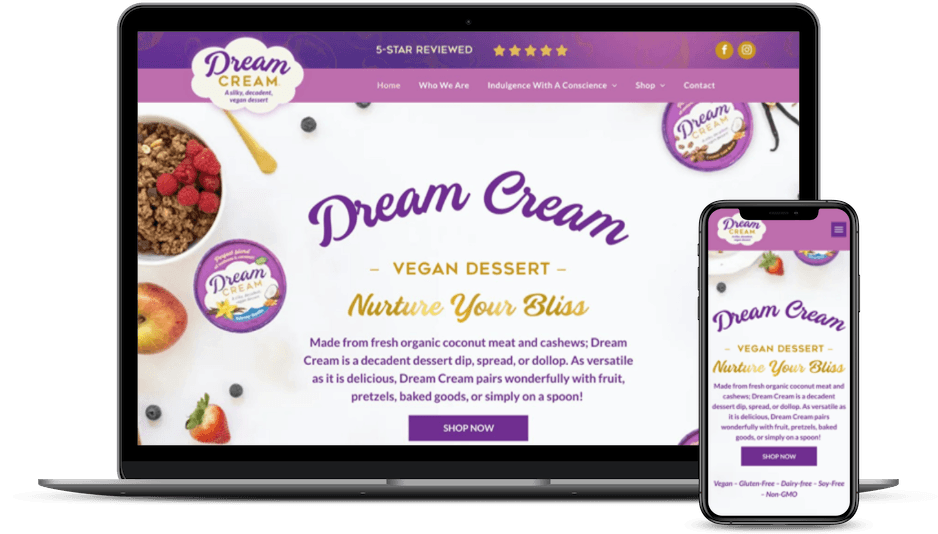 dream cream desserts web design