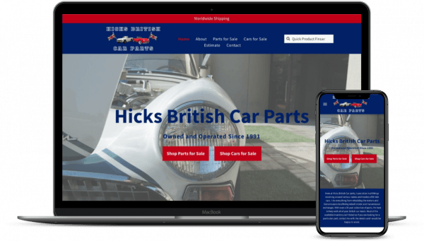 hicks british car parts web design