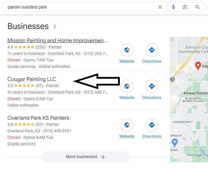 painter in overland park local seo ranking screenshot