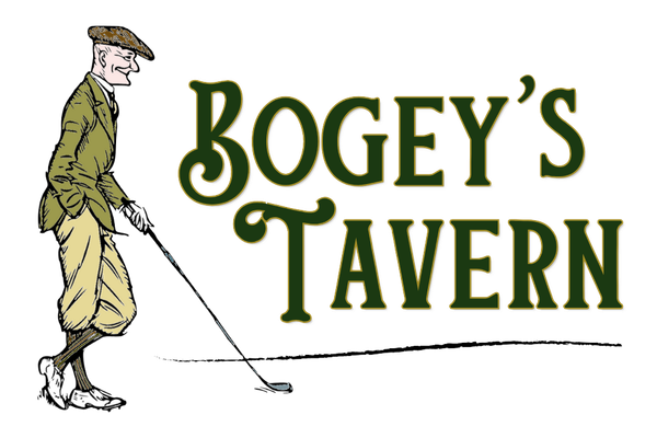 the words Bogey's Tavern with an illustration of a golfer