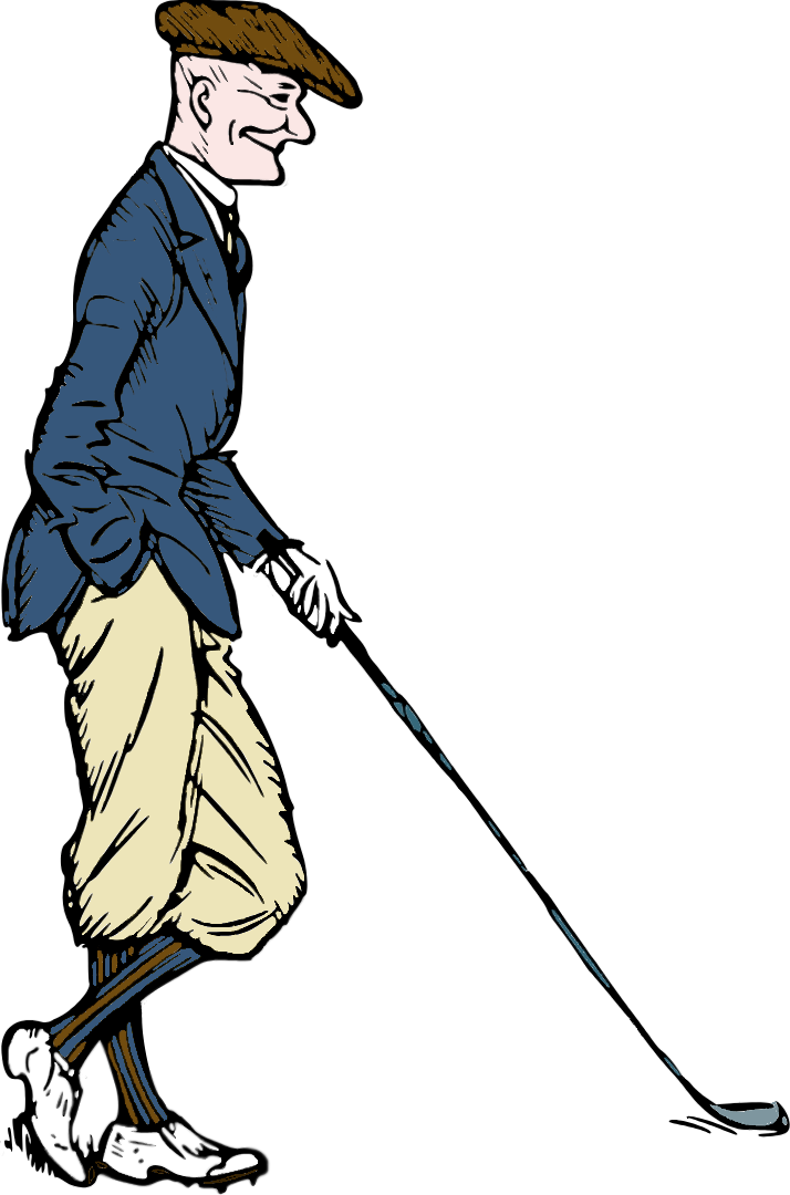 golfer holding a golf club dressed in vintage golf clothing