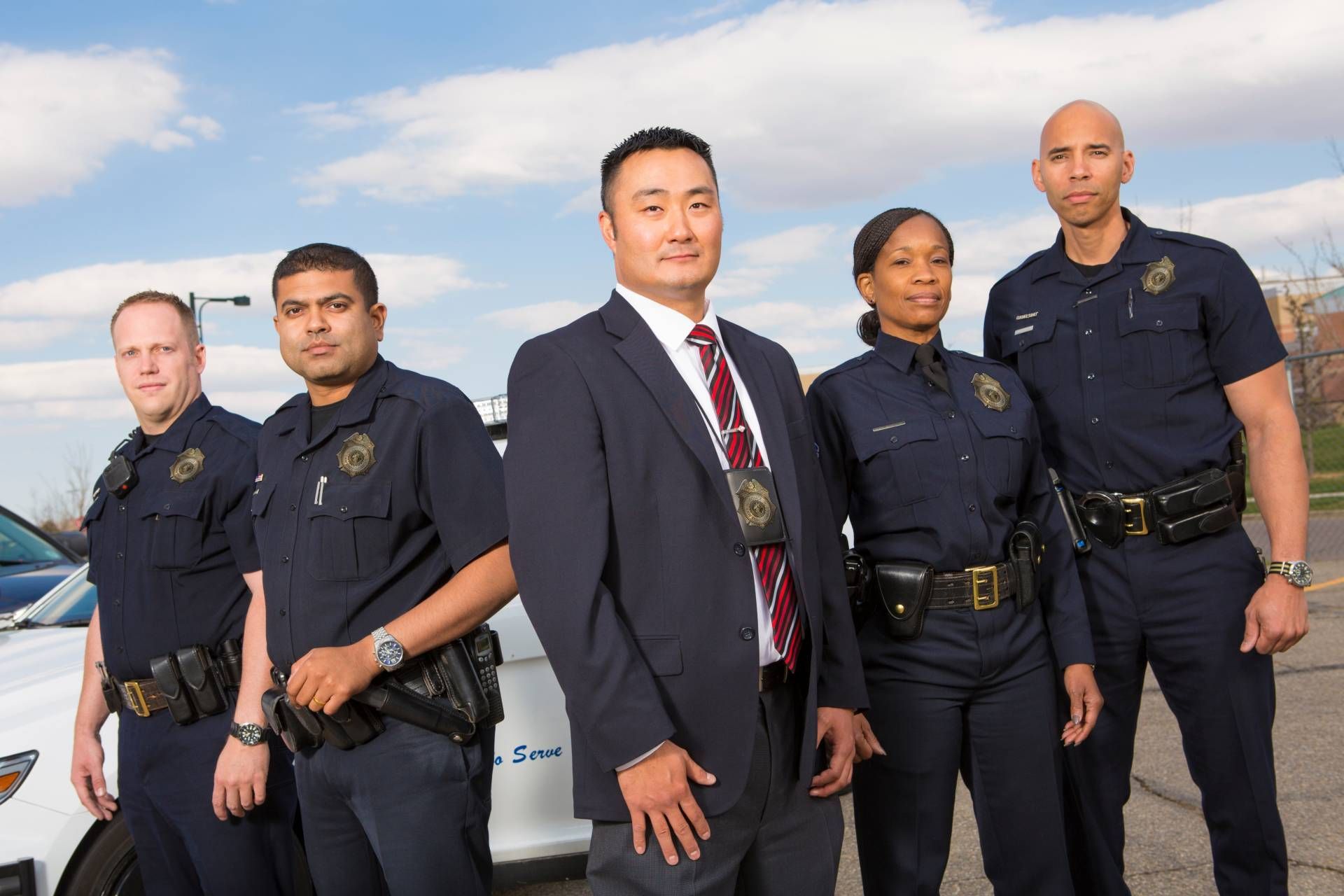 A diverse team of police officers near Cincinnati, Ohio