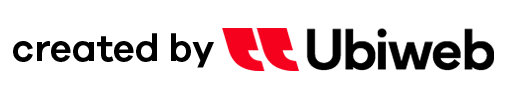 A red and black logo that says created by ubiweb