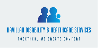 Logo: Two blue silhouettes embracing; text reads "Havillah Disability & Healthcare Services" and "Together, we create comfort".