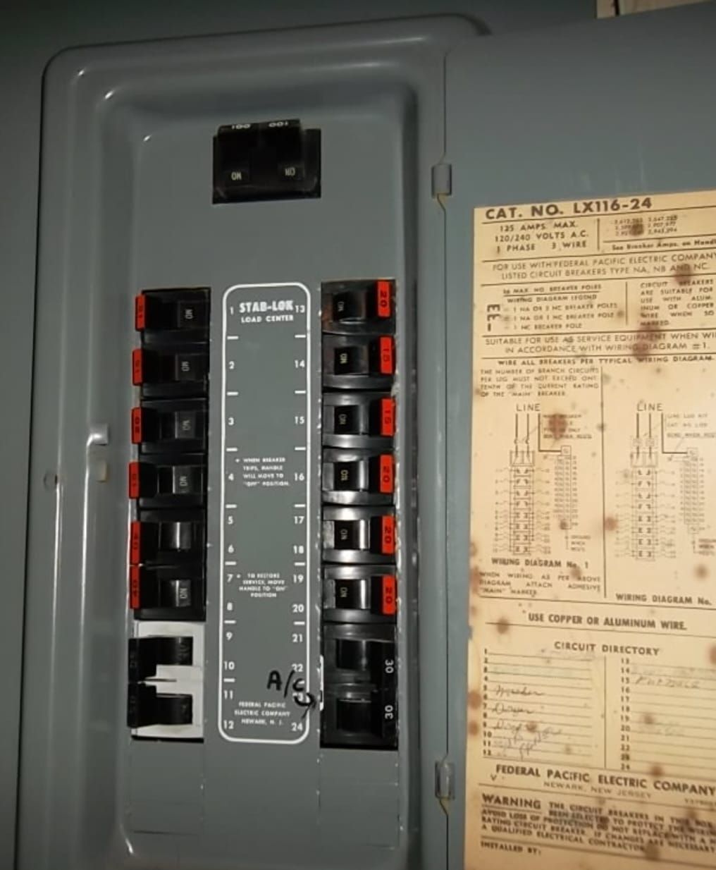 A close up of a electrical panel with a label that says a2