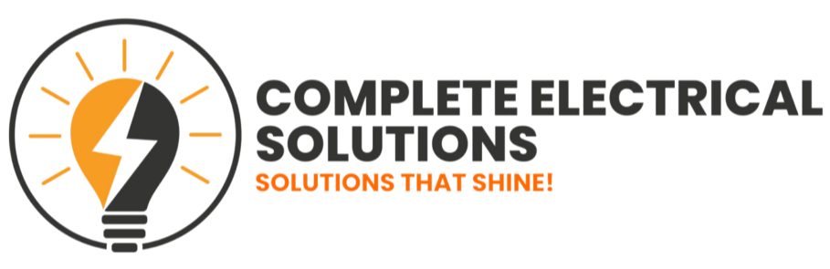 The logo for complete electrical solutions shows a light bulb and a lightning bolt.