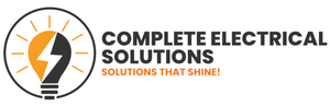 The logo for complete electrical solutions shows a light bulb and a lightning bolt.