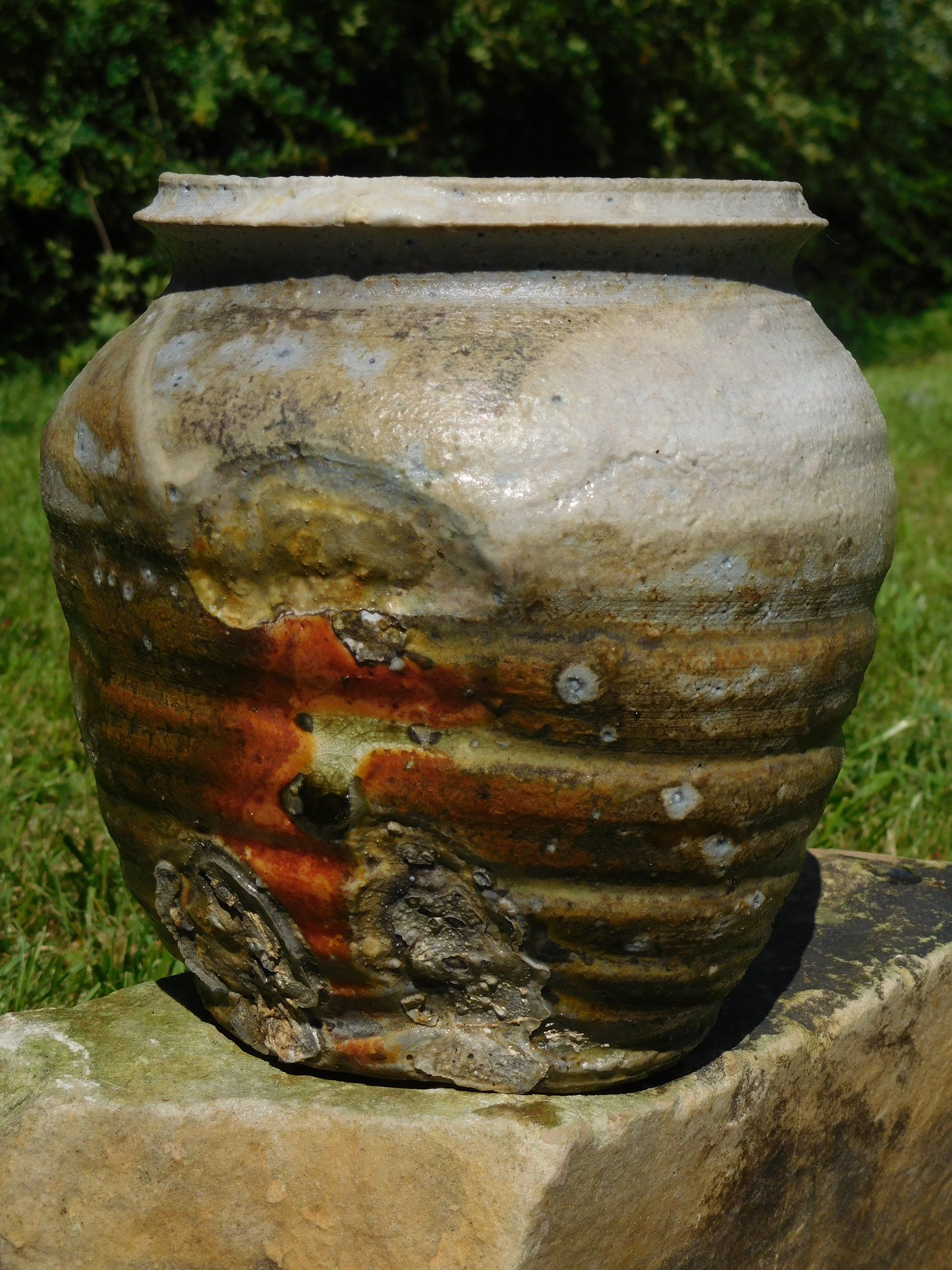 Natural Fly Ash Jar with Kiln Tear