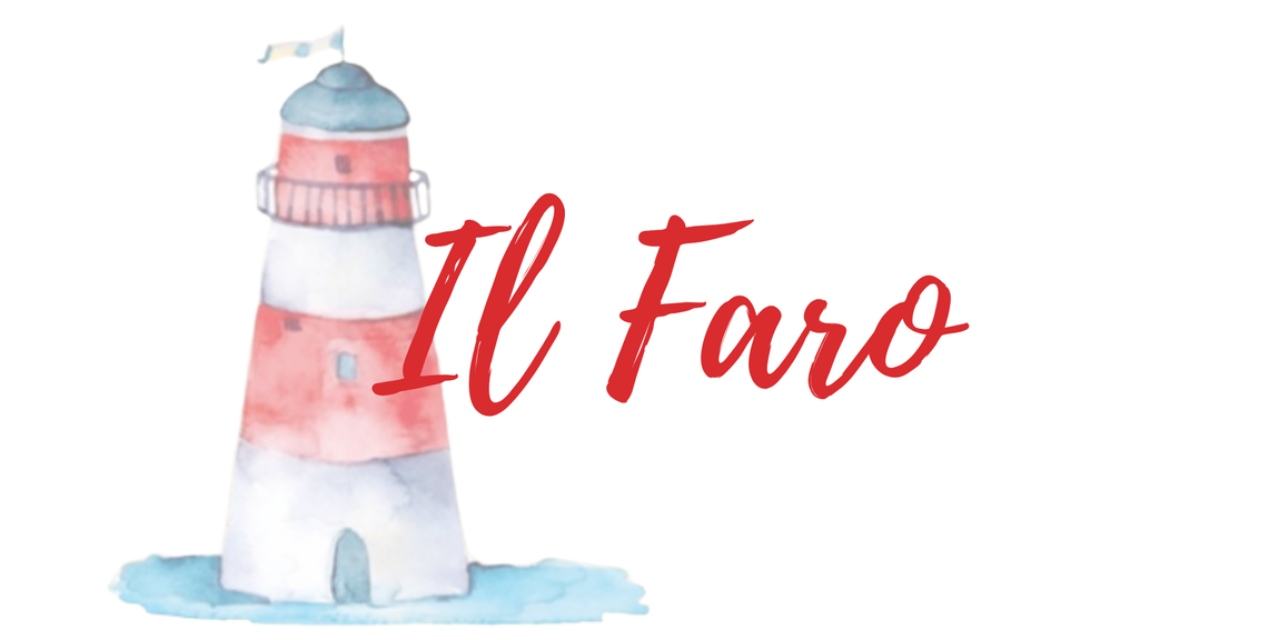 Un dipinto ad acquerello di un faro con la scritta