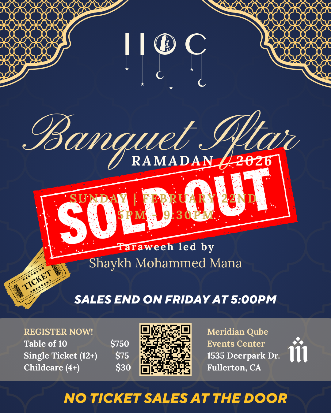 No ticket sales at the door. Tickets sales end on Friday February 20, 2026 at 5:00pm.