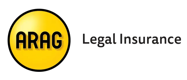 The logo for arag legal insurance is yellow and black.