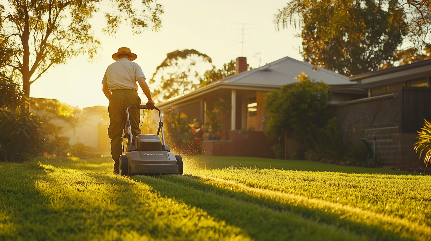 Professional lawn maintenance of Kikuyu grass